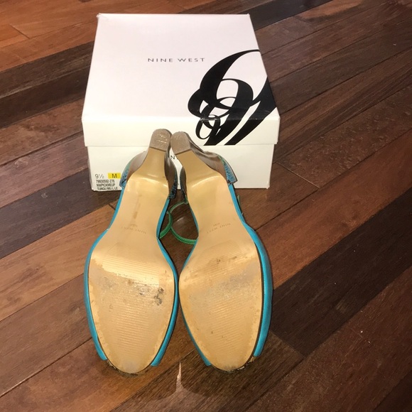 EUC Nine West Size 9 1/2 Turquoise Platform Heels - Picture 5 of 6